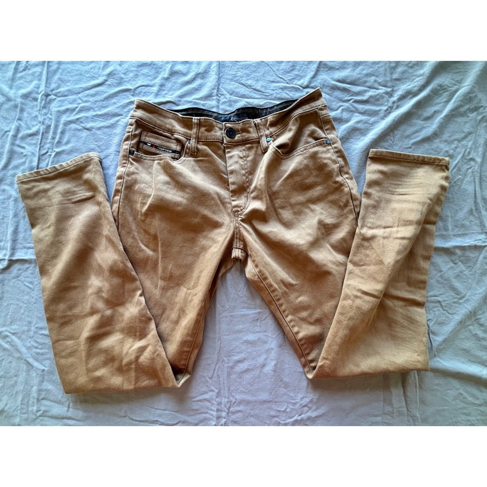 Fried Denim Mens Slim Fit Jeans Tan Brown 32x32 Stretch Casual Pants